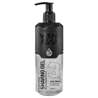 Nish Man Shaving Gel 3 Easy Shave - 400 ml  Upgrade your shaving routine with the best quality gel in the market. NISHMAN shaving gel provides a faster removal with less amount compared with shaving creams, it provides transparency so you can see where th